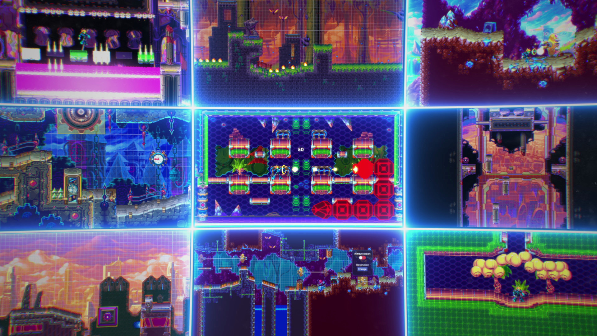 Exemplos de fases que também podem ser utilizadas na ferramenta de criação de mapas de 30XX(Imagem: Batterystaple Games)