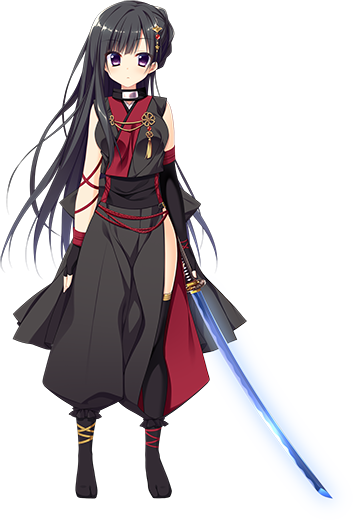 Beautiful female ninja with very deep cleavage and clear eyes holding a  sword in her right hand  Playground AI