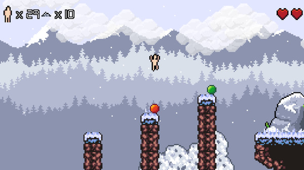 Screenshot of NLD jumping through wintery platforms