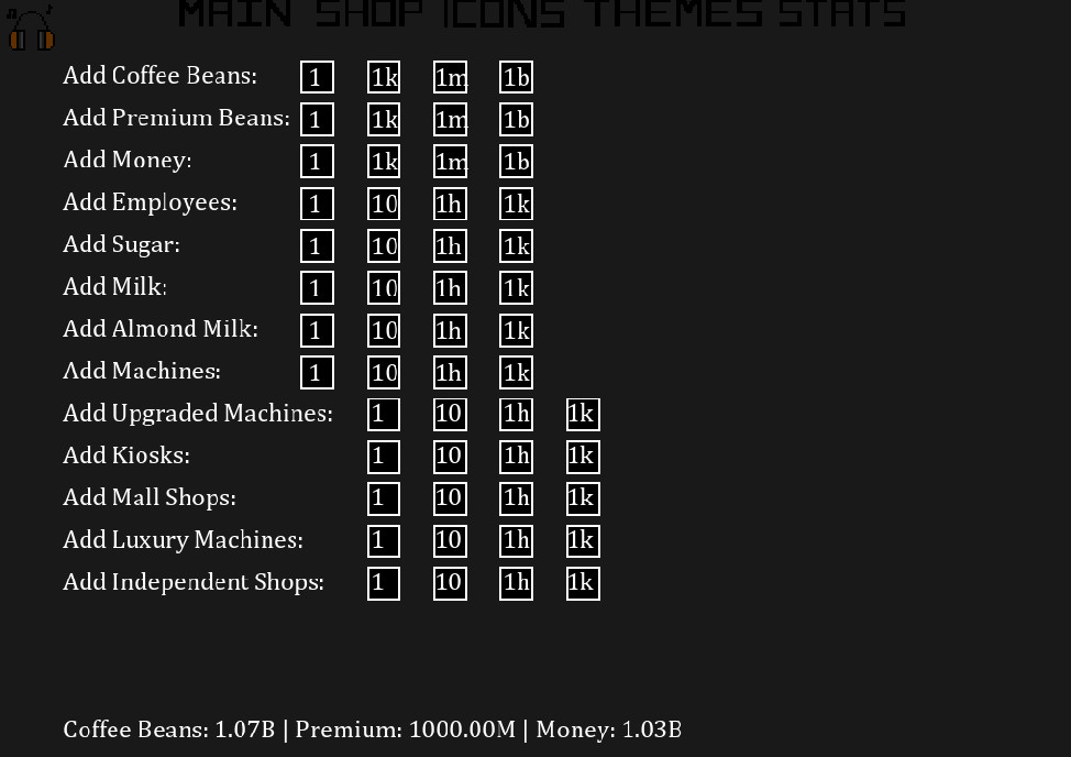 Clickable Coffee Shop Cheats on Steam