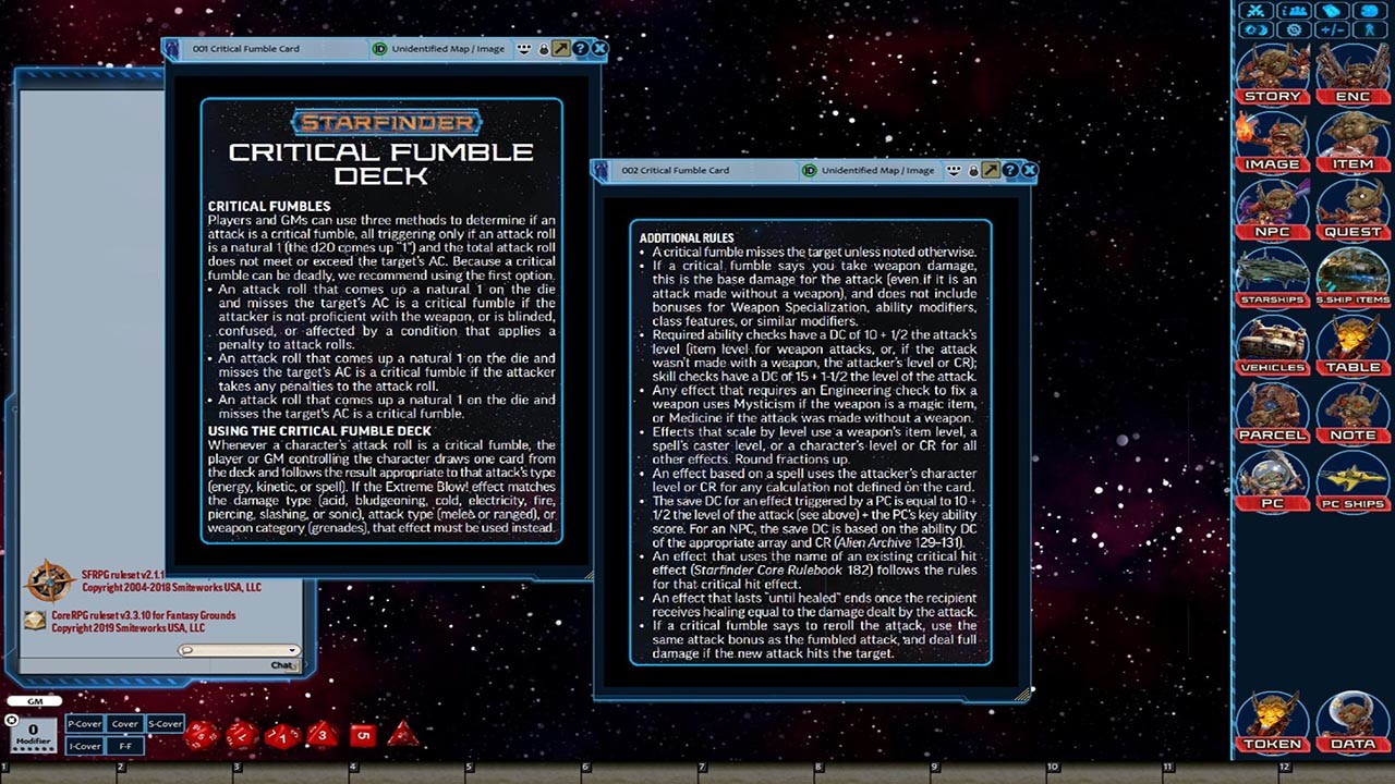 Fantasy Grounds - Starfinder RPG - Starfinder Critical Fumble Deck on Steam