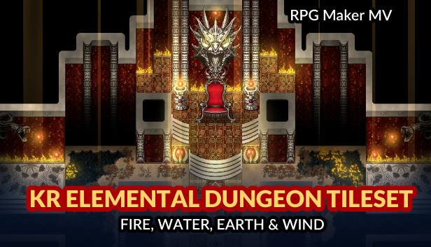 RPG Maker MV - KR Elemental Dungeon Tileset - Fire Water Earth Wind Steam capsule image