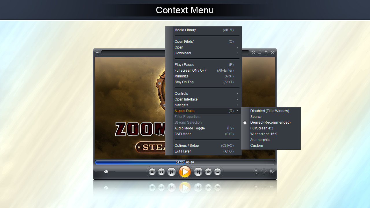 Zoom Player - 4K fullscreen navigation skin on Steam