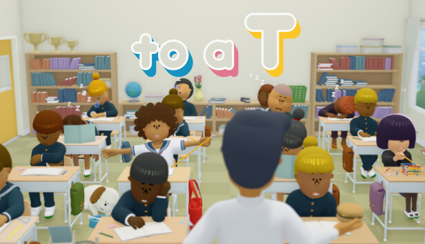 to a T gameplay showing a teen stuck in T-pose exploring a colorful small town