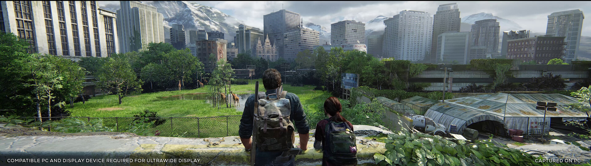 Wallpaper The city, Skyscrapers, Ellie, Two, Game, Rifle, Joel