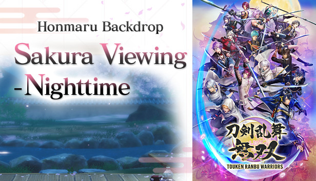 Touken Ranbu Warriors - Honmaru Backdrop "Sakura Viewing - Nighttime" Steam capsule image