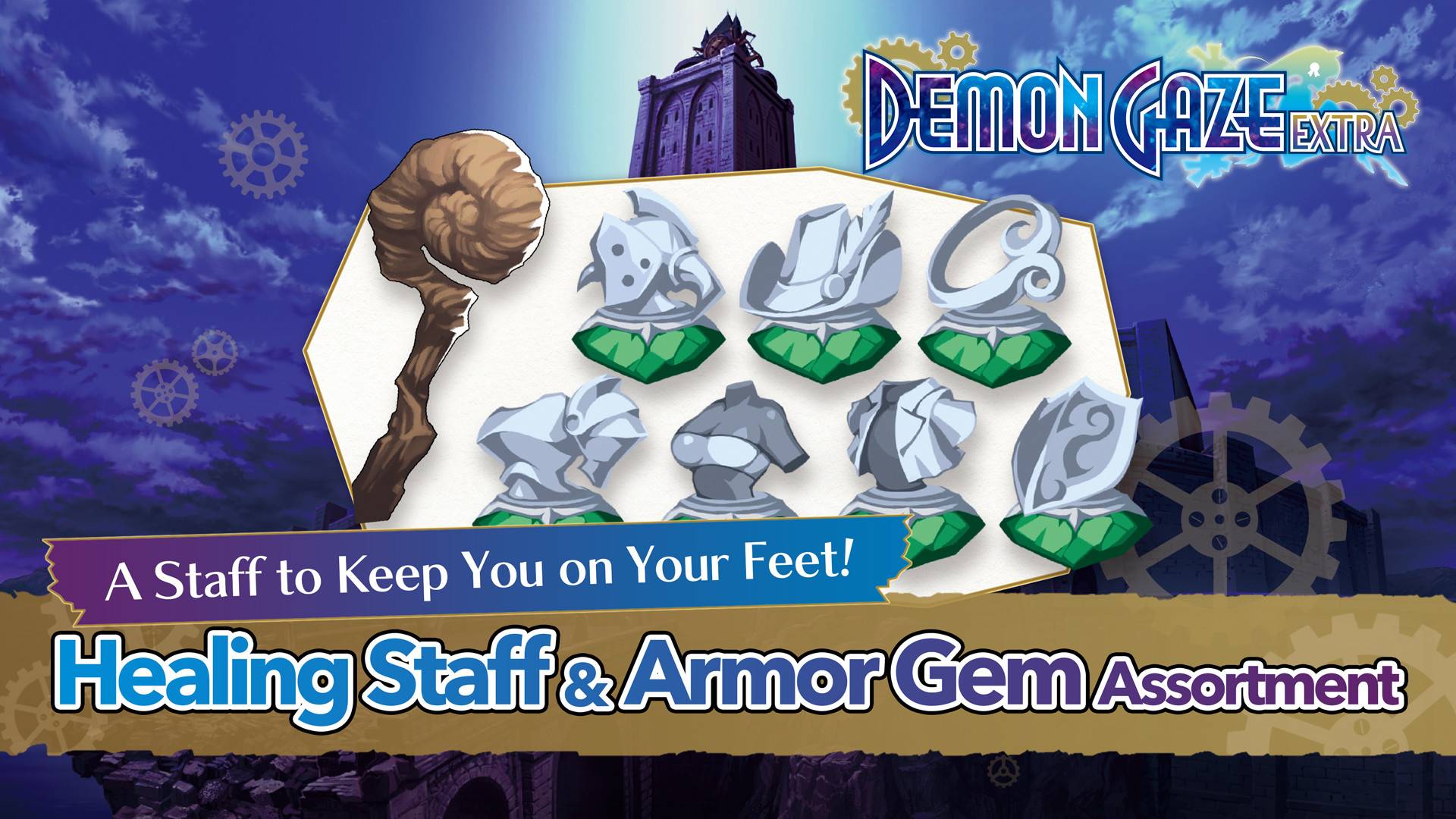 DEMON GAZE EXTRA - Healing Staff & Armor Gem Assortment no Steam