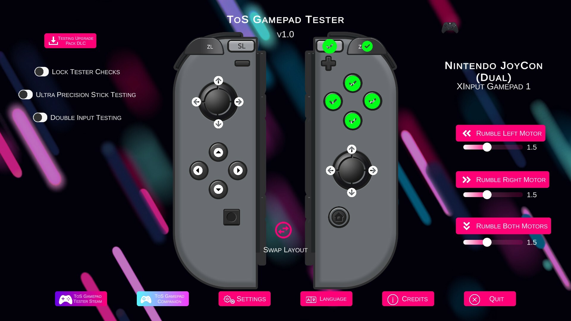 ToS Gamepad Tester ve službě Steam