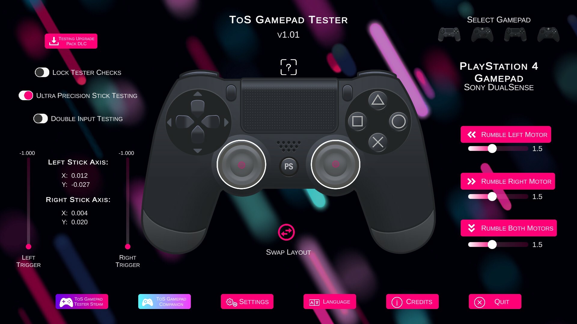 ToS Gamepad Tester - Testing Upgrade Pack on Steam