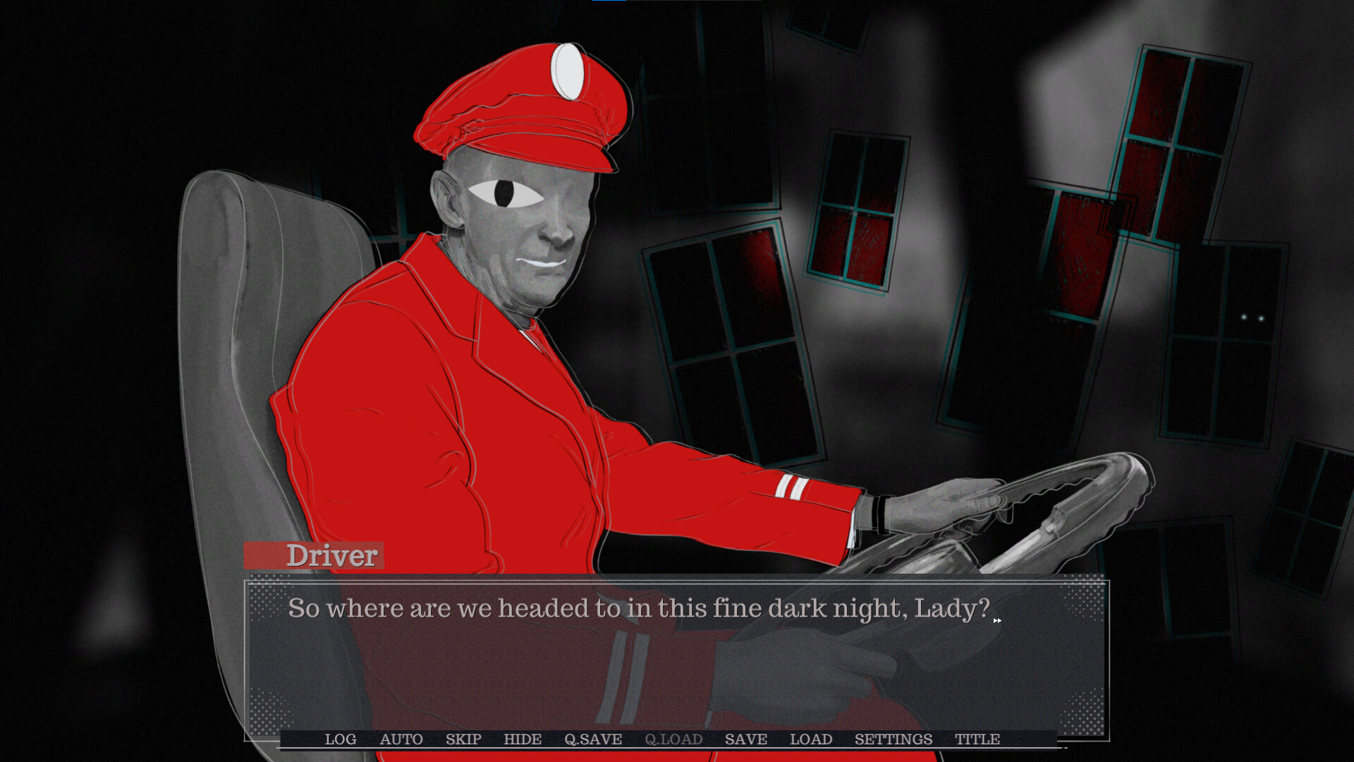 Abstract bus driver asks you where you want to go