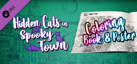 Hidden Cats in Spooky Town - Printable PDF Coloring Book and Poster Steam header image