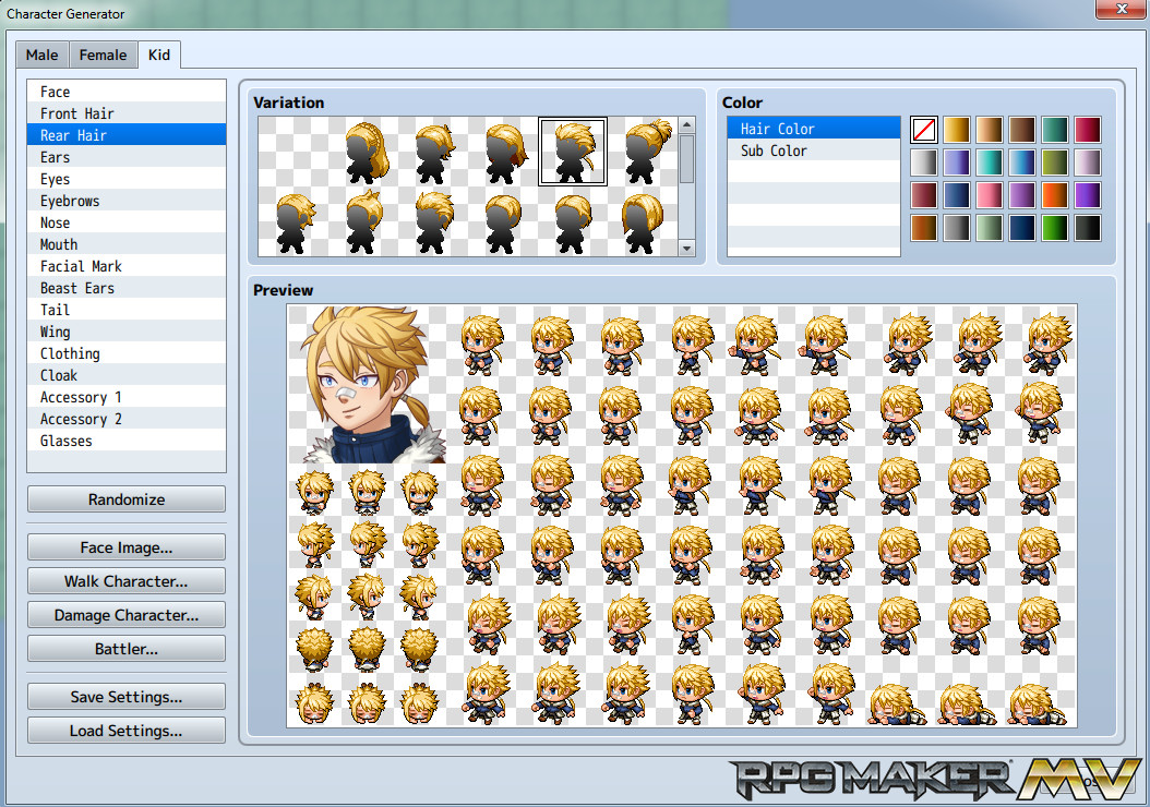 RPG Maker MV Addon Vol.4 Kid Generator Parts on Steam