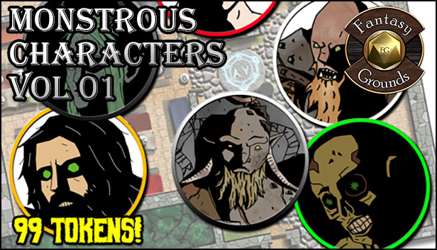 Fantasy Grounds - Monstrous Characters Vol 1 (Token Pack) Steam capsule image