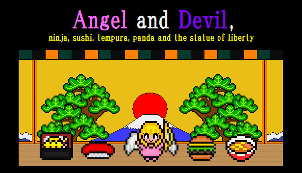 Angel and Devil,ninja,sushi,tempura,panda and the statue of liberty Steam capsule image