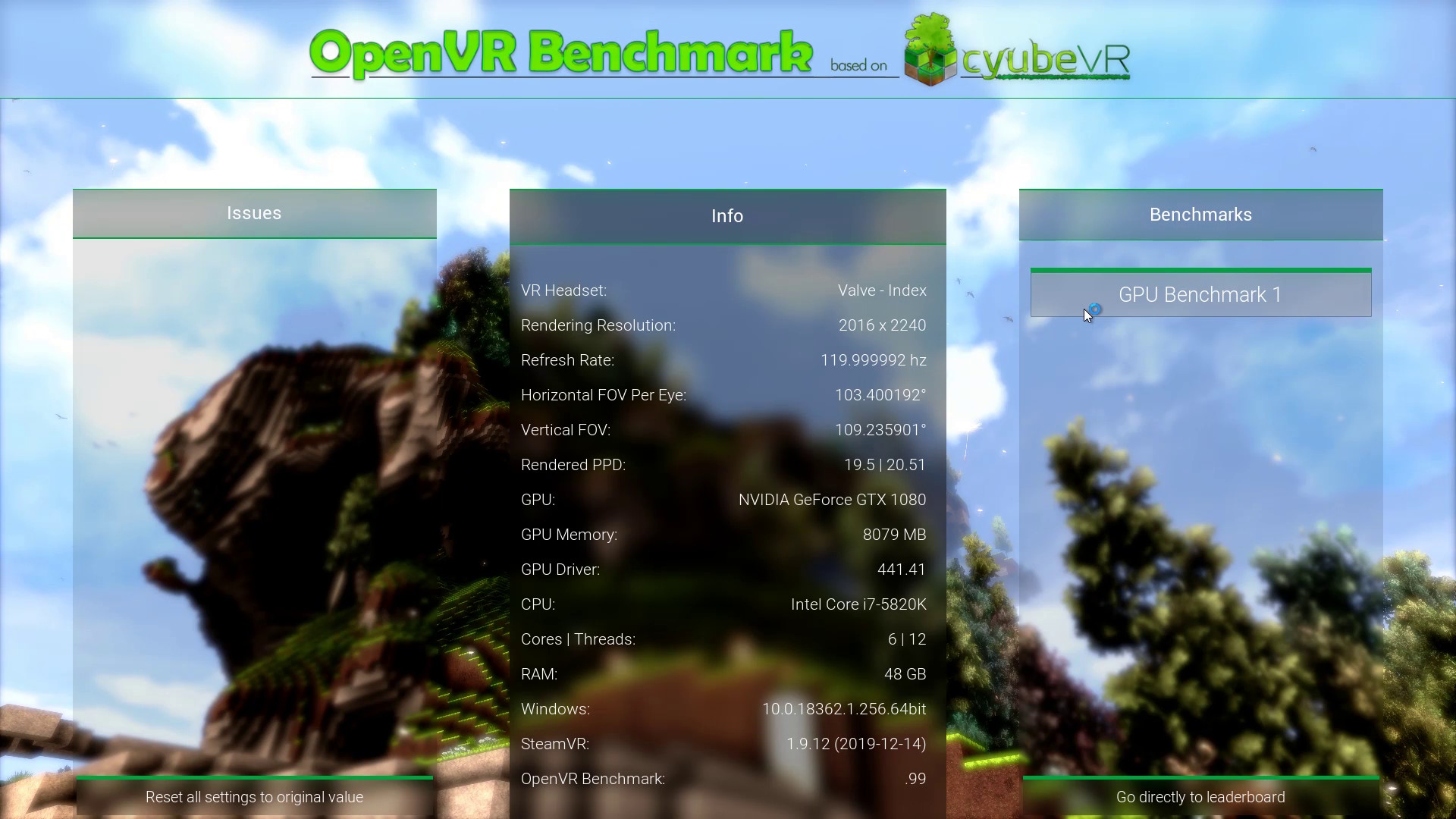 OpenVR Benchmark on Steam