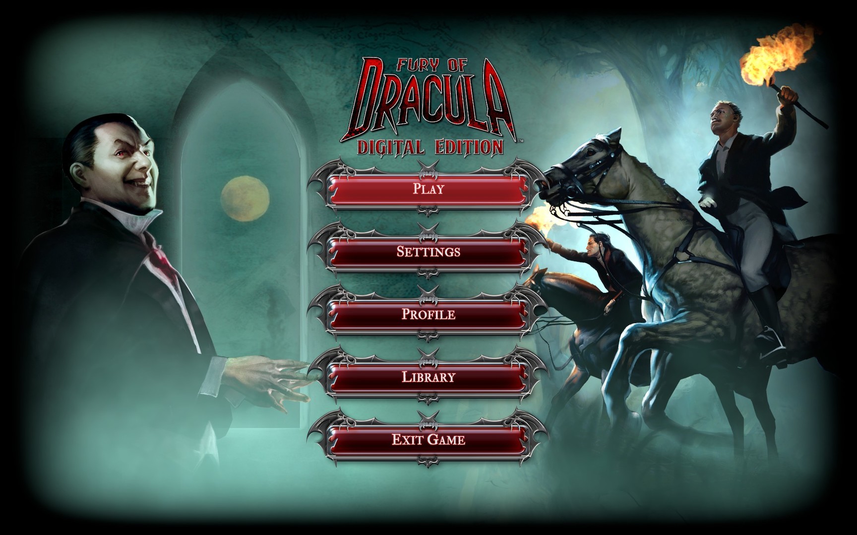 Screenshot: Title screen of FURY OF DRACULA, digital edition.