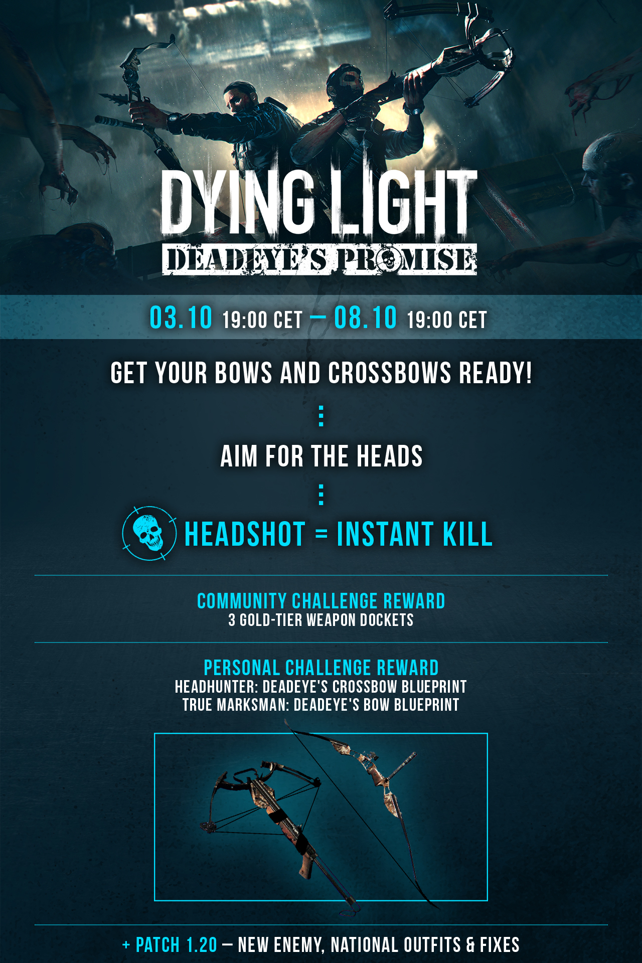 Dec 6, 2019 Dying Light x Chivalry Event Dying Light - nirth_techland Dying  Light goes medieval with Chivalry crossover event Warriors of Harran, we  call upon you to rise in great numbers against the evil swarming our realm.  As you travel the land, you will ...