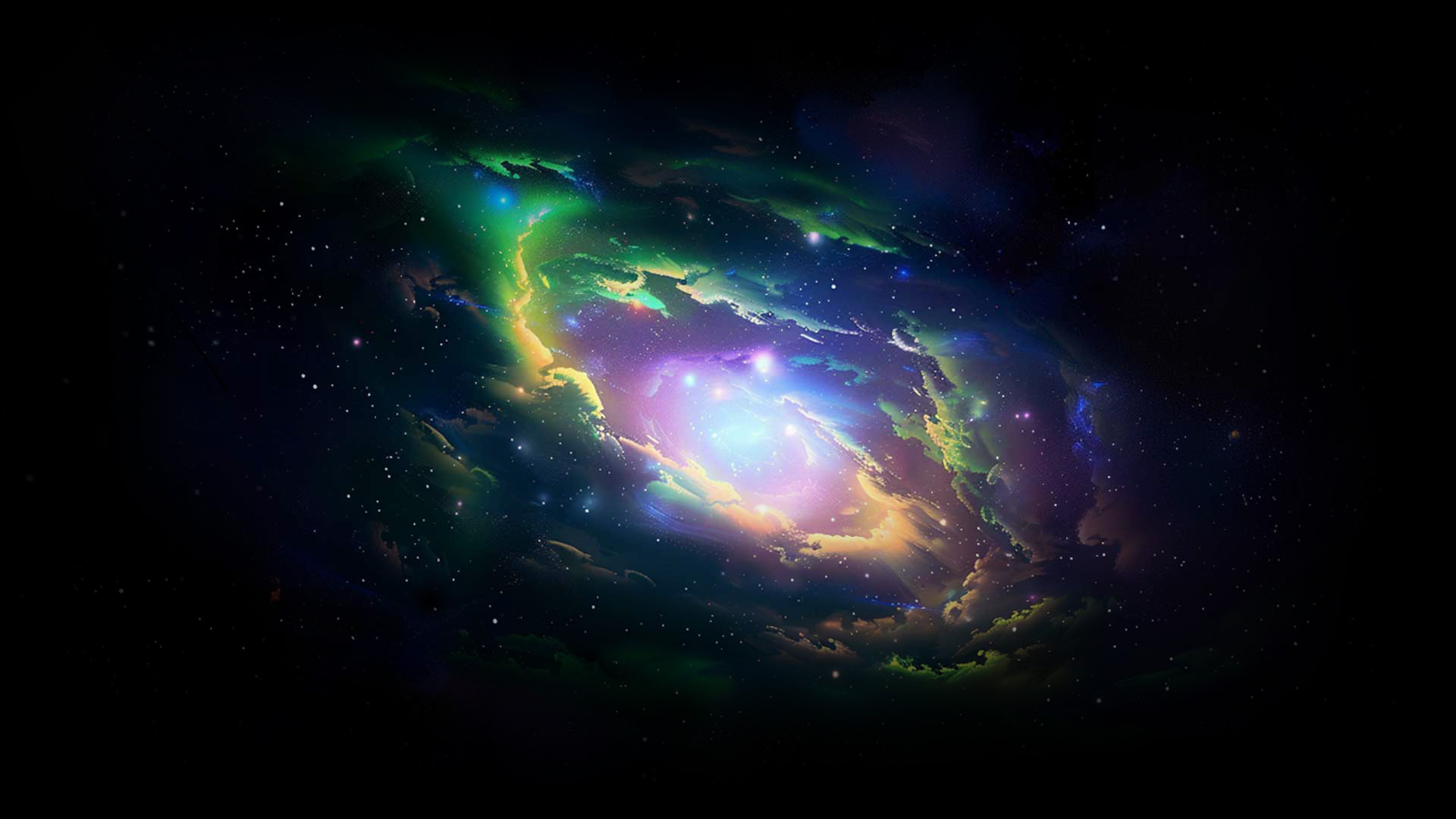 Green starry sky