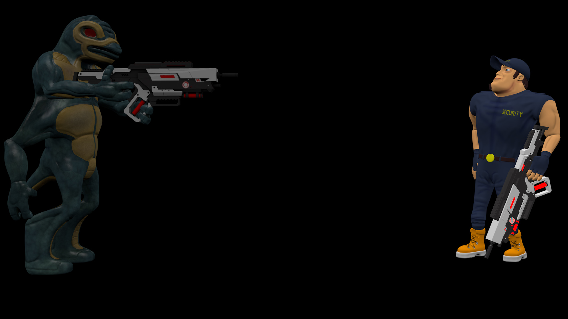 Reptile aiming at the hero